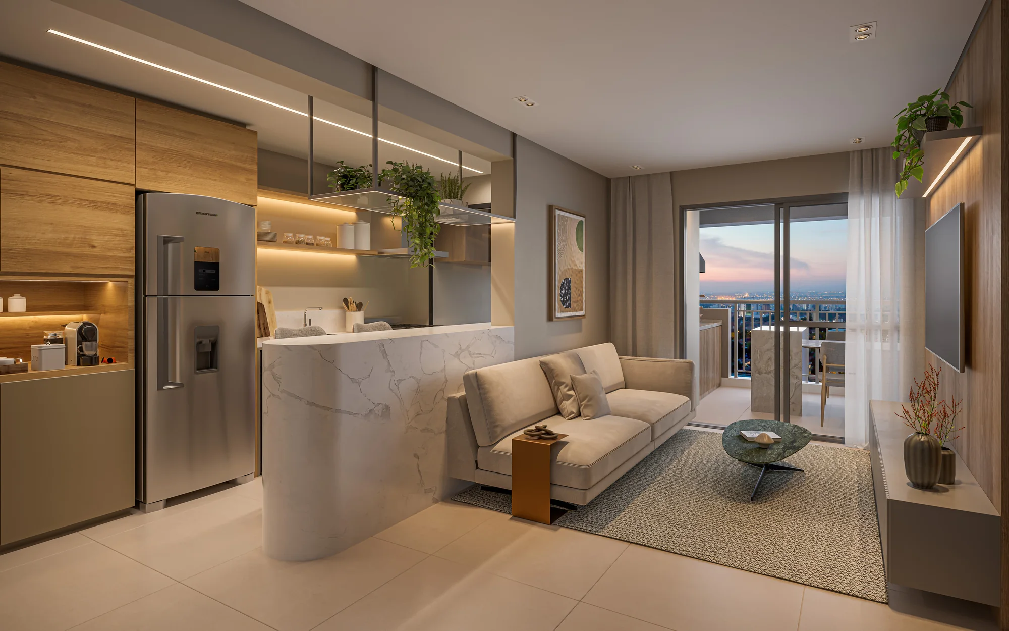 Living 2 Dorms - apto 80m² (Perspectiva artística)