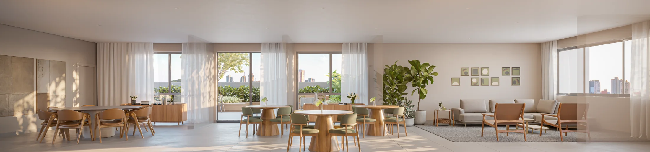 Salão de festas com 185m² (Perspectiva artística)