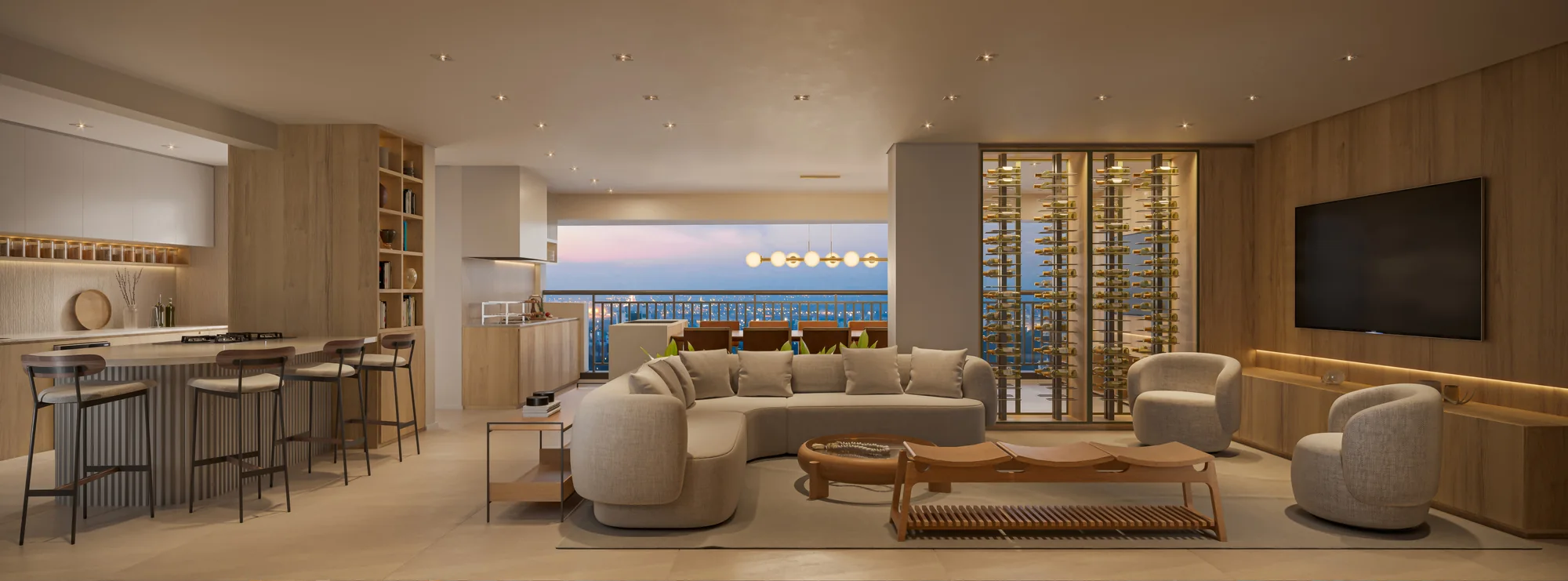 Living - Apto 167m² (Perspectiva artística)