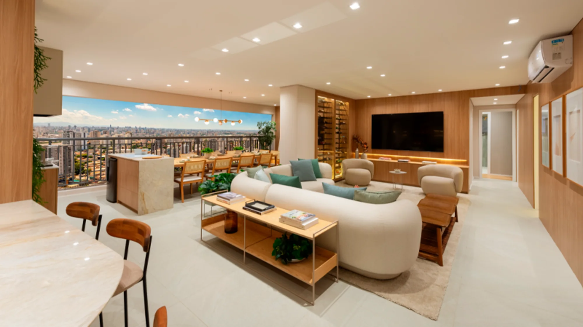 Living do apartamento - 167m² (Foto do decorado)