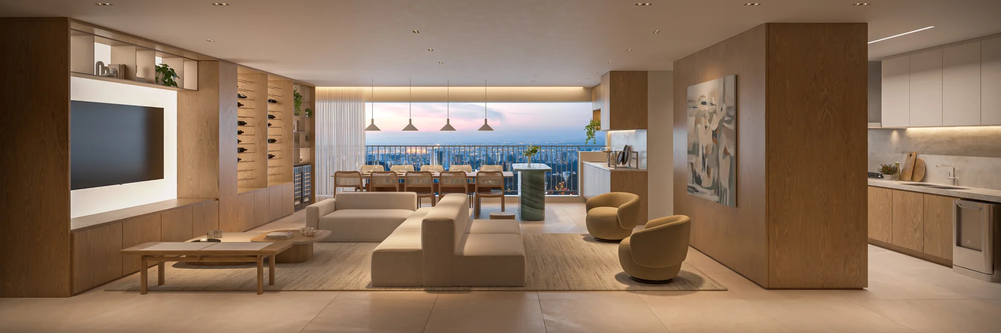 Living 4 Dorms. (2 suítes) - apto 171m² (Perspectiva artística)