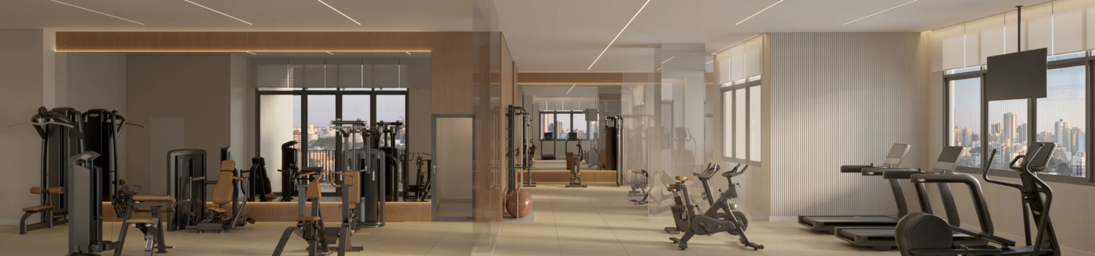 Fitness com 189m² (Perspectiva artística)