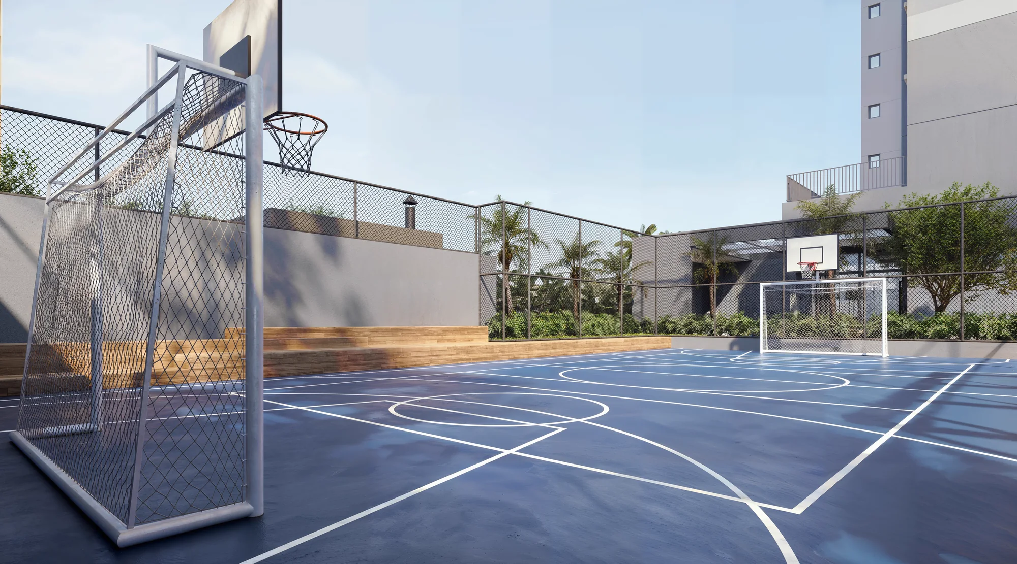 Quadra recreativa c/ marcação para pickleball (Perspectiva artística)