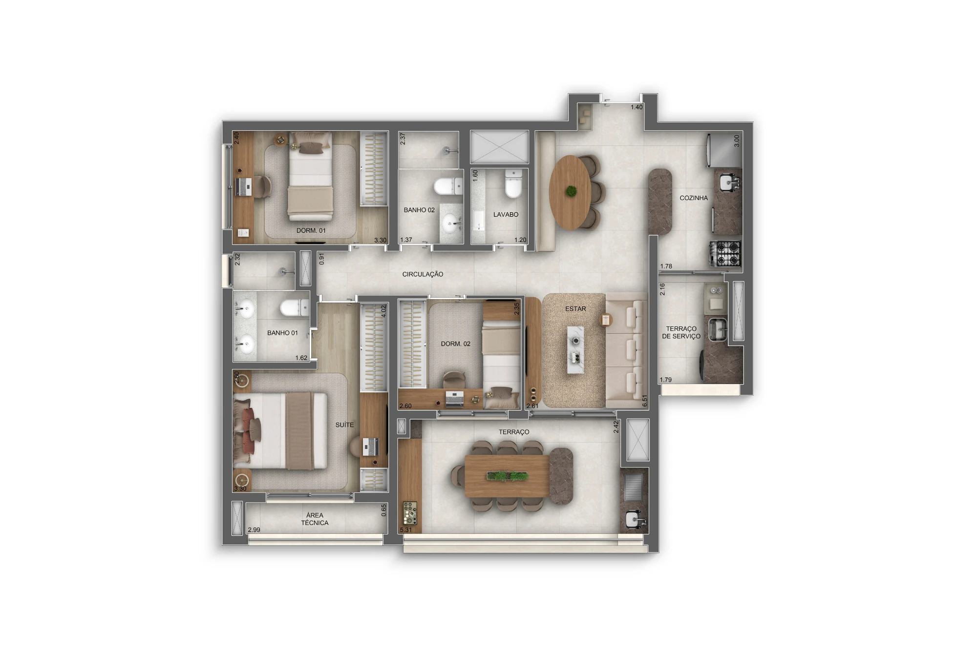 93m² | 3 Dorms. (1 suíte) (Perspectiva artística)