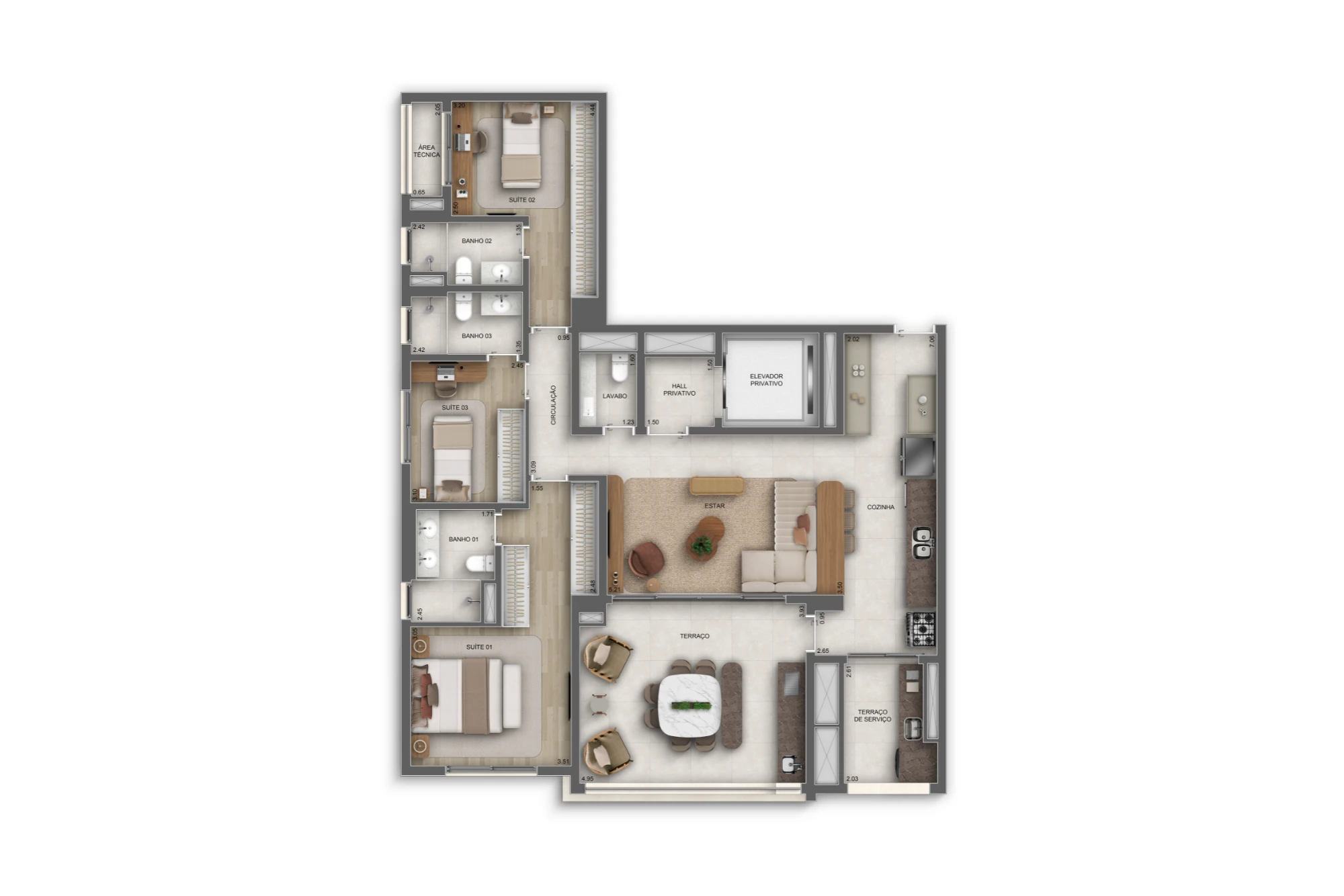 135m² | 3 suítes (Perspectiva artística)