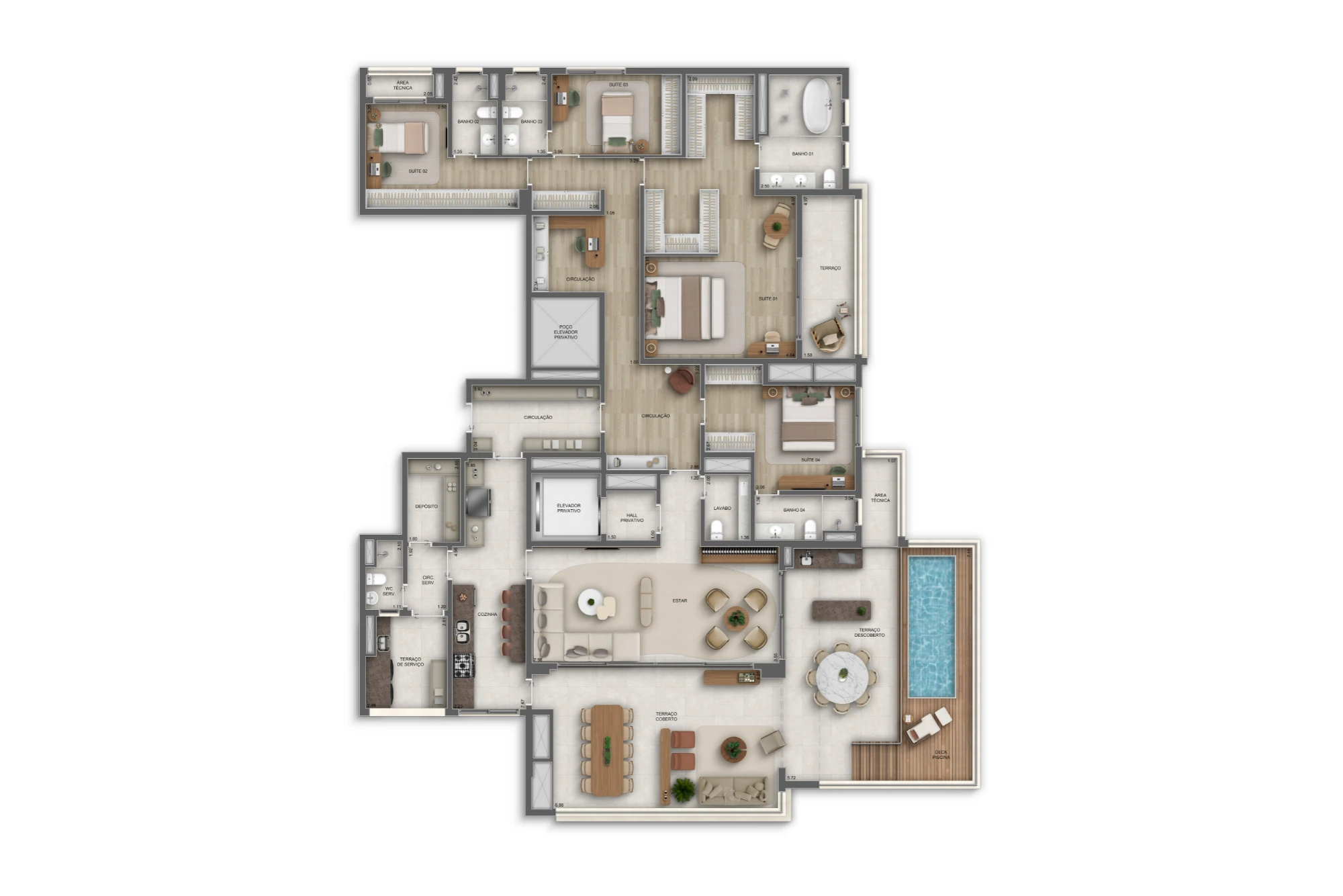Penthouse 4 suítes | 311m² (Perspectiva artística)