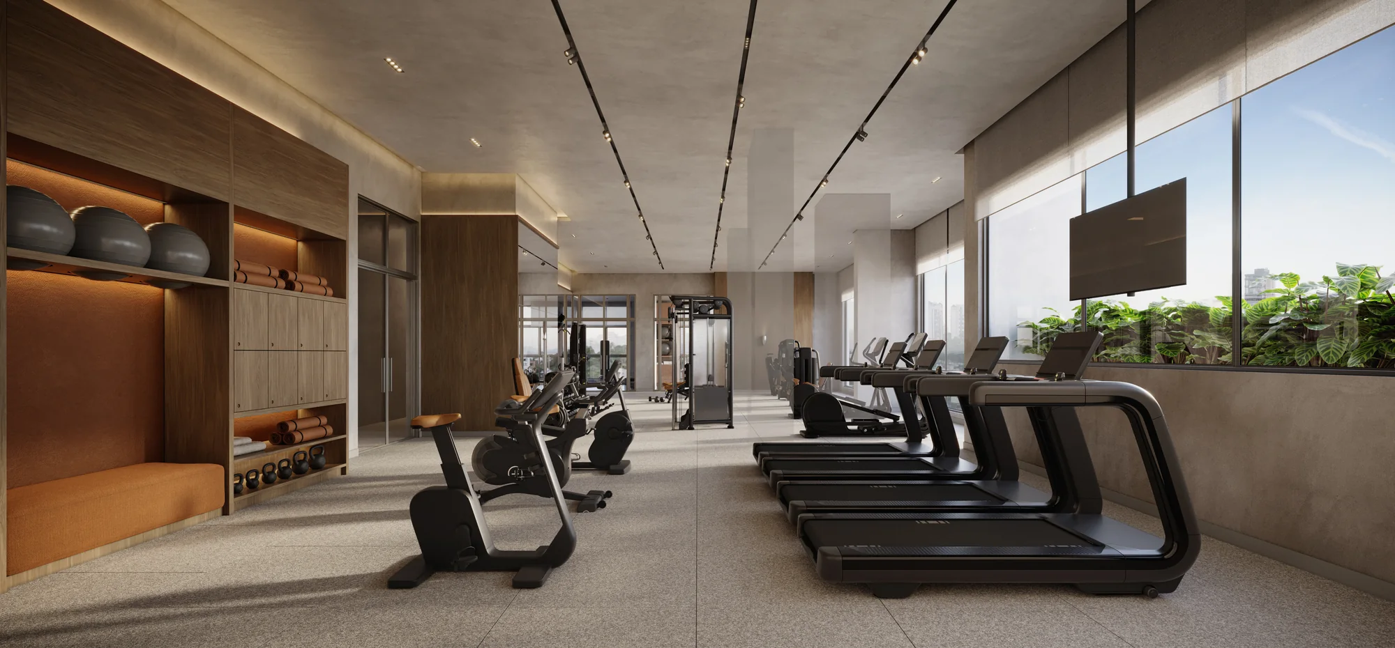 Fitness c/ 200m² | By projeto Academia (Perspectiva artística)