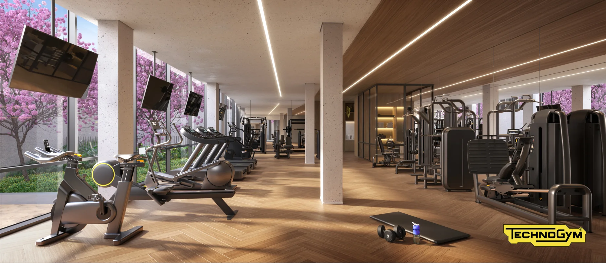 Fitness com 245m² (perspectiva artística)